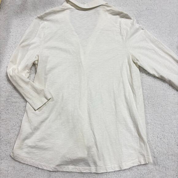 Soft Surroundings Artisan Mixed Button White Long Sleeve Slub Knit Top Women L - Picture 8 of 8